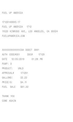 Gas / Fuel Receipt
