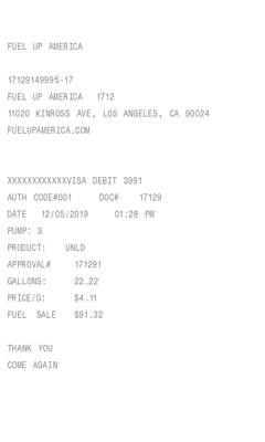 Gas / Fuel Receipt