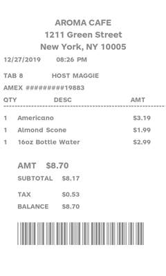 Itemized Barcode Receipt