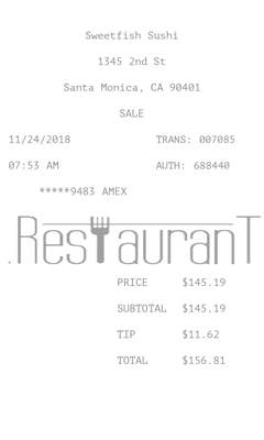 Restaurant Receipt