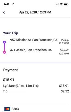 Lyft Mobile Receipt