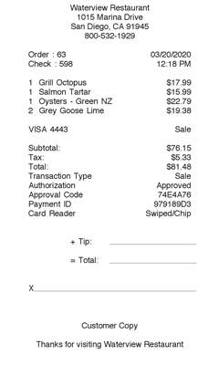 Restaurant Receipt 2