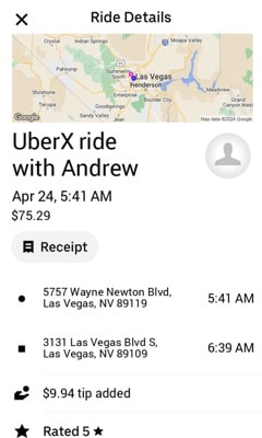 Uber Mobile Receipt