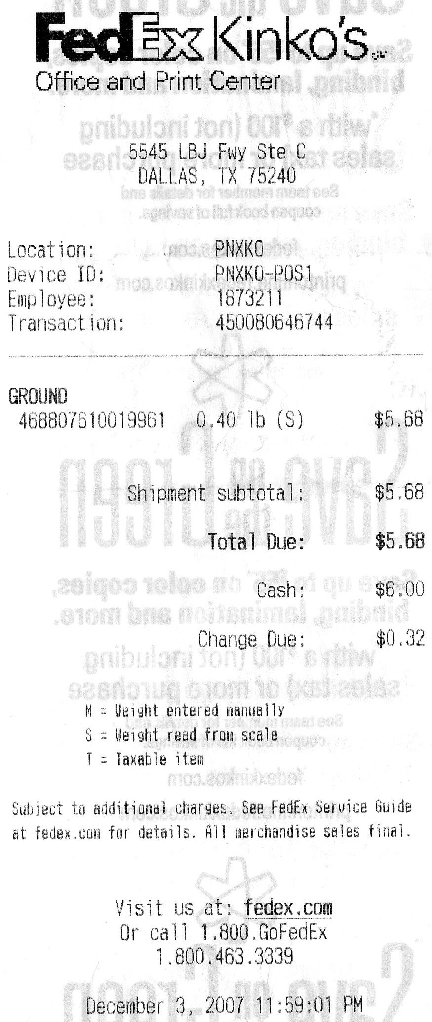 FedEx Office receipt